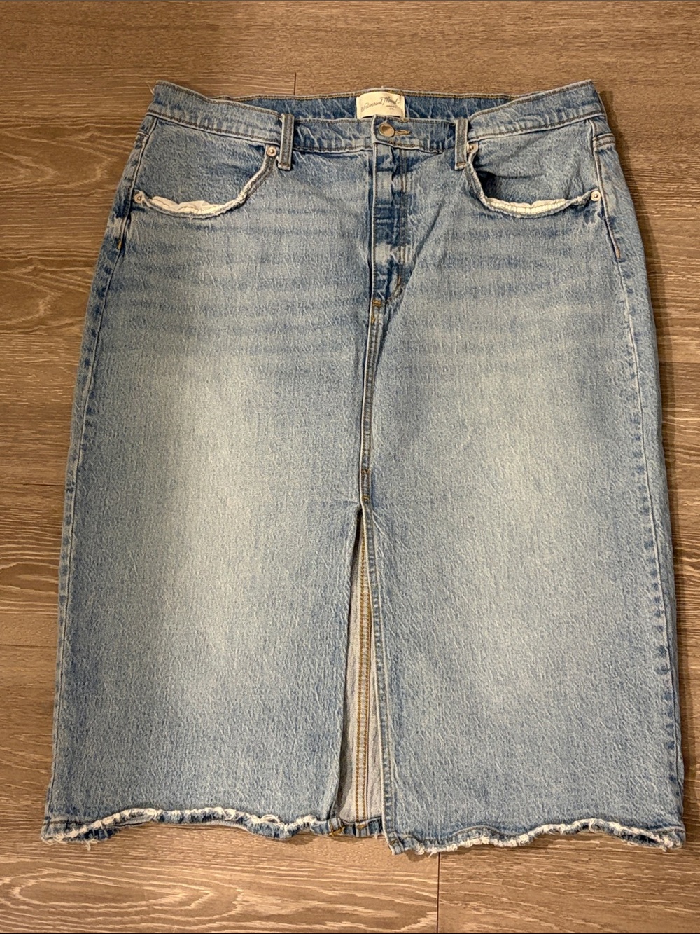 Universal Thread Light Blue Denim Straight Skirt with Center Slit